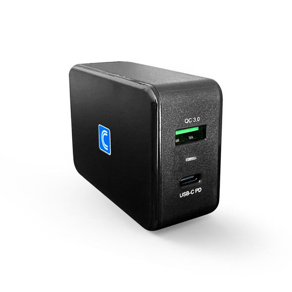 USB 2-Port Wall Charger 30W USB-C PD and USB-A Quick Charging Technology 3.0