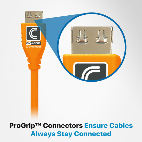 Exclusive ProGrip™ HDMI Connector utilizes up to 16lbs of retention force to help keep connector in place