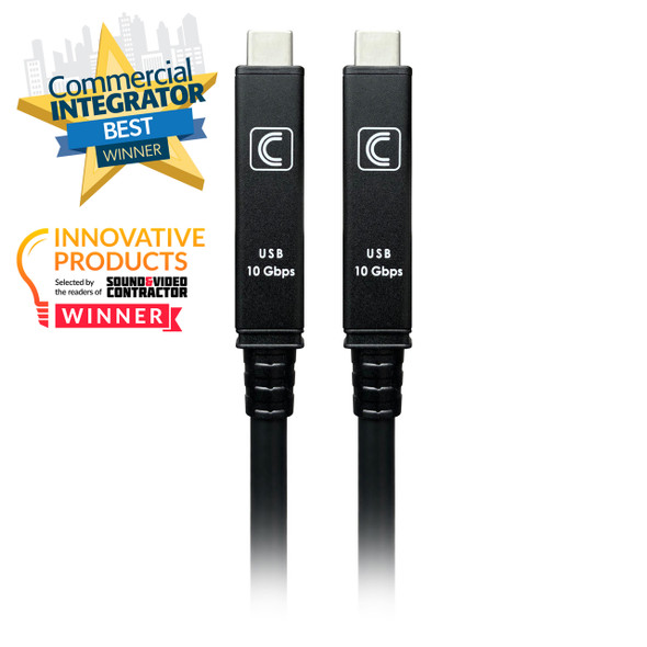 Front of 15ft 10G 4K Active Optical Plenum USB-C Cable