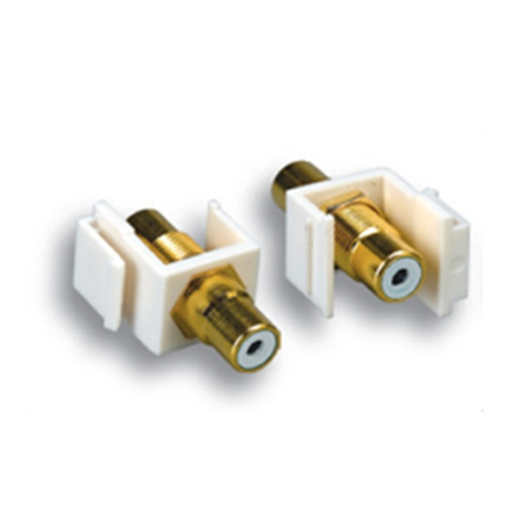 Keystone Jack Feedthrough RCA White Gold Plated Connector