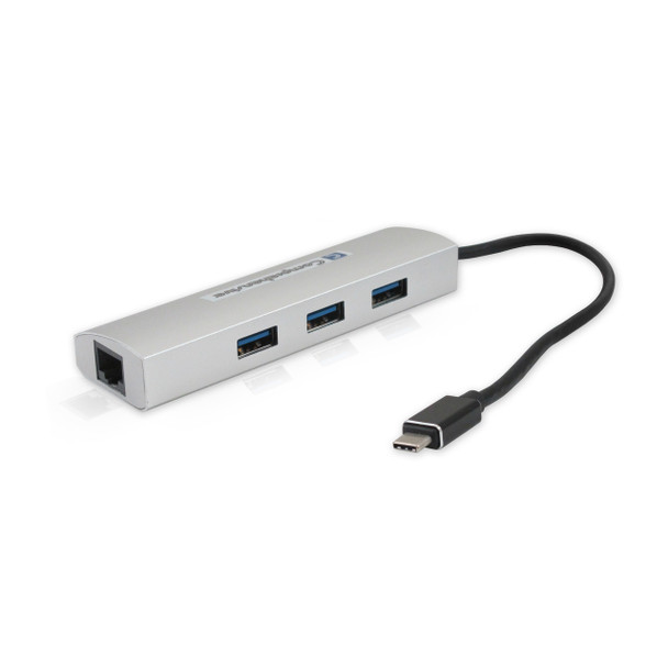 USB 3.1 Type-C 3 Port USB 3.0 Hub with Gigabit Ethernet Port