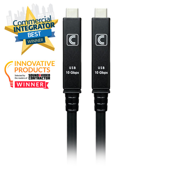 Front of 32.8ft 10G 4K Active Optical Plenum USB-C Cable