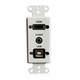 HDMI, USB-B 2.0 and 3.5mm Audio Pass-Through Single Gang Decorative Wall Plate with Pigtail - White