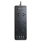 Top view of 6-Outlet Black Surge Protector with 4 USB Charging Ports 12ft