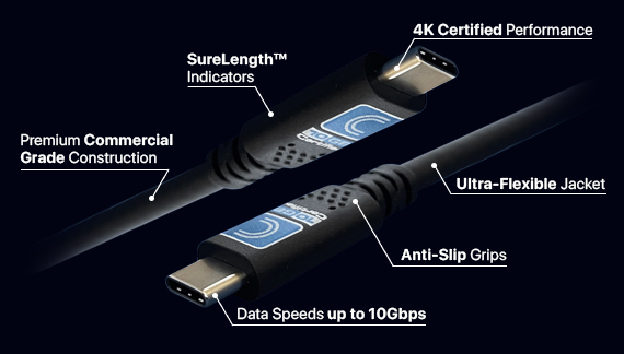 Cable actif fibre optique 3m USB-C vers USB-C Data & Vidéo INFOBIT  AOC-USB31-CCDV-03