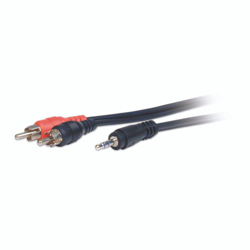 Audio cable with a 3.5mm jack and two male RCA connectors