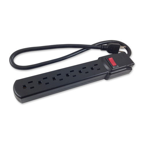 Comprehensive 6Outlet Black Surge Protector 6Ft AC Cord