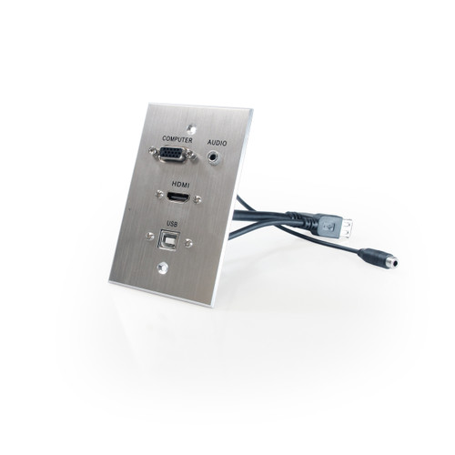 HDMI, VGA, 3.5mm Audio, USBB to USBA Pass Through Single Gang Wall