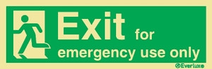 Everlux Adh 400x150 Exit for emer use only(left) | IMPA 334416