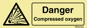 Self-adhe vinyl 400x150 Danger compress. Oxygen | IMPA 337585
