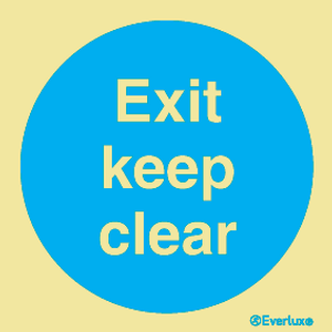White rigid plastic 100x100 Exit Keep clear  | IMPA 335822