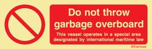 Vinyl 400x150 Do not throw garbage overboard | IMPA 338567