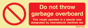 Vinyl 300x100 Do not throw garbage overboard | IMPA 338667