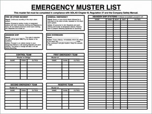 White rigid plastic 400x300 Emerg muster list  | IMPA 331512
