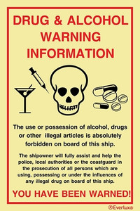 Rigid plastic 150x200 Drug&Alcohol Warning | IMPA 331539