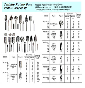 CARBIDE ROTARY BUR,TYPE E,6X13X84MM