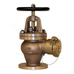 ANGLE HOSE VALVE BRONZE, FLANGE&COUPLING F7334 10K-40MM - Kyodo USA