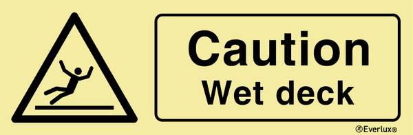 Self-adhe vinyl 400x150 Caution wet deck sign  | IMPA 337573 | S3080V40151IMUK