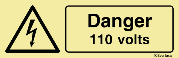 Self-adhe vinyl 400x150 Danger 110 volts sign  | IMPA 337619