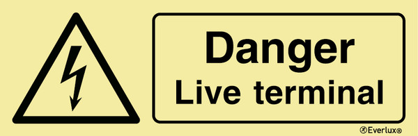 Rigid plastic 300x100 Danger live terminal sign | IMPA 337627