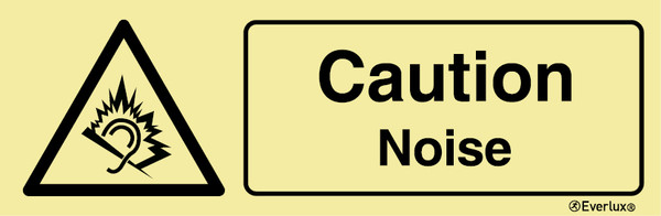 White rigid plastic 300x100 Caution noise sign | IMPA 337650