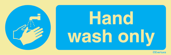 Everlux Self-adhe 400x150 Hand wash only sign  | IMPA 335737