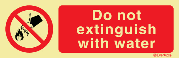 EverluxAdh 300x100 Do not extinguish water sign  | IMPA 338563