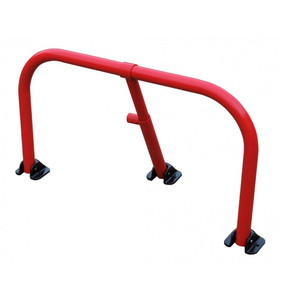 Red Fold Down Hoop Barrier With Integral Lock Red Fold Down Hoop Barrier With Integral Lock