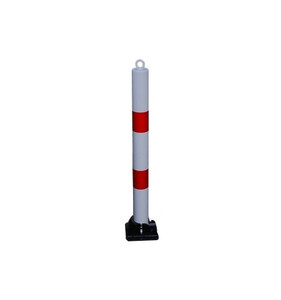 Red & White Fold Down Parking Post With Integral Lock & Eyelet Red & White Fold Down Parking Post With Integral Lock & Eyelet