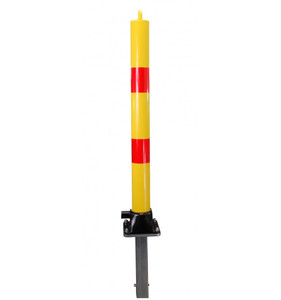 Yellow & Red Fold Down Parking Post With Integral Lock & Top Mounted Eyelet Yellow & Red Fold Down Parking Post With Integral Lock & Top Mounted Eyelet