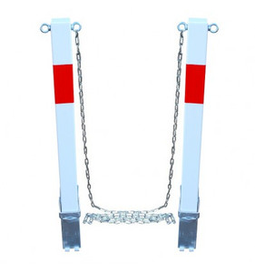 Heavy Duty White & Red Removable Security Post Chain Set