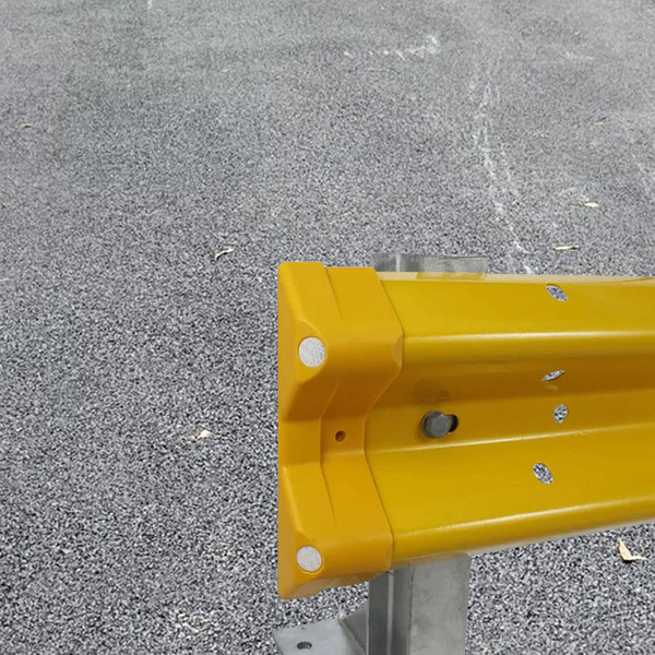Yellow Armco Barrier End Cap with Reflectors