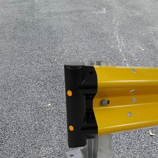 Black Scroll Armco Barrier End Cap with Reflectors