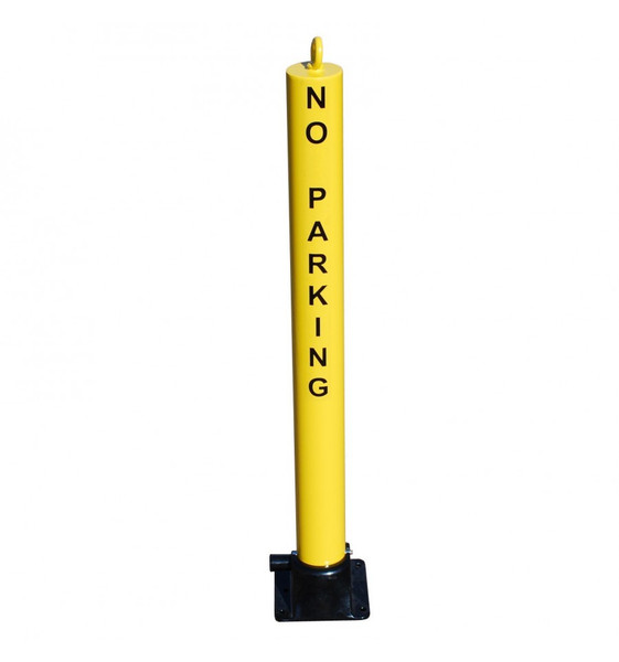 900mm High Yellow Fold Down Parking Post – No Parking Logo
