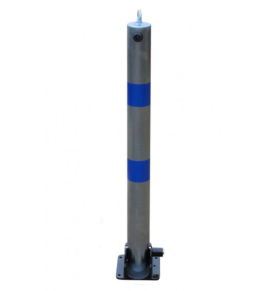 Galvanised Fold Down Parking Post With Blue Stripes