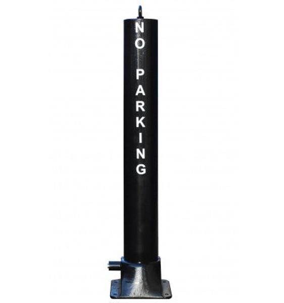 Black Large Fold Down Steel Parking Post With No Parking Logo