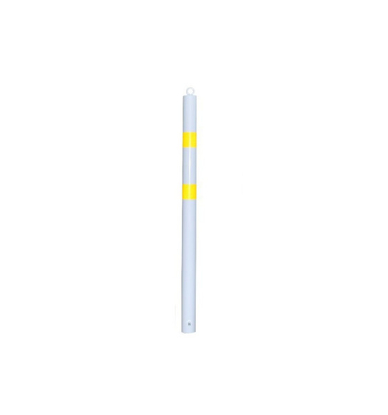 76mm White & Yellow Spigot Based Steel Bollard & Eyelet