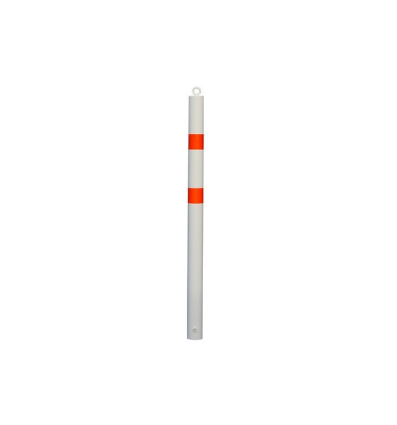 76mm White & Orange Spigot Steel Bollard & Eyelet