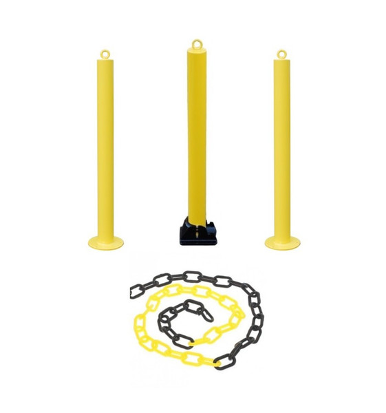 2 x Bolt Down & 1 x Fold Down 76mm Diameter Parking Post Chain Kit