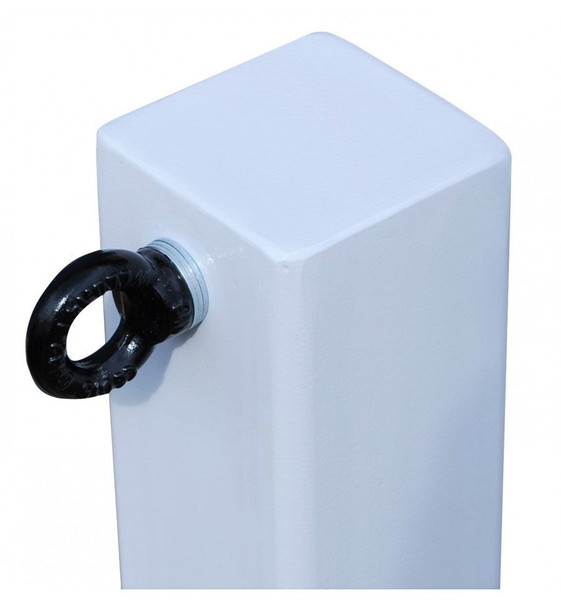White Removable Parking & Security Post With 1 x L/H Black Chain Eyelet