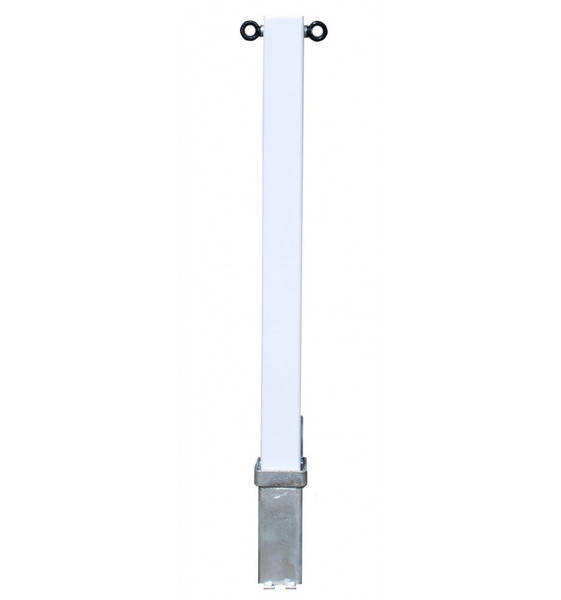Heavy Duty White Removable Parking & Security Post With 2 x Black Chain Eyelets
