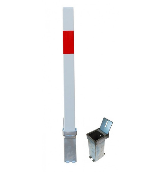 White & Red Removable Security Post & 2 x Ground Bases