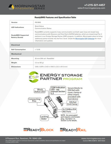 Morningstar RB-BMS ReadyBMS Bloque para GenStar MPPT