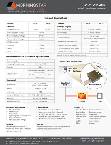 Morningstar SK-12 Controlador solar SunKeeper de 12VCC y 12A