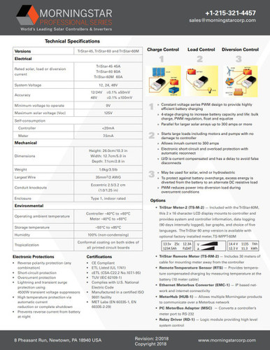 Morningstar TS-MPPT-45 Controlador de Carga TriStar MPPT