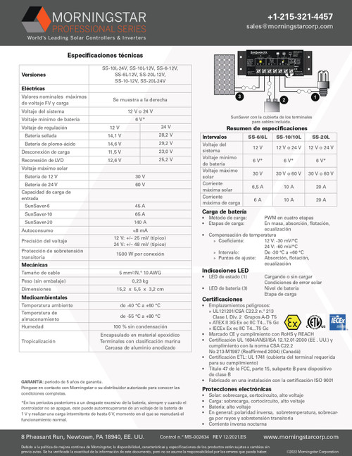 Morningstar SS-6-12V SunSaver Controlador Solar Morningstar SS-6-12V SunSaver Controlador Solar