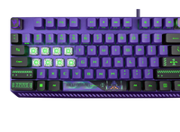 ROG x EVA-01 Strix Scope RX mechanical gaming keyboard front view with purple and green Evangelion design