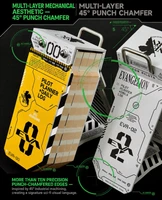 EVA-00 and EVA-02 Pilot Planner editions showing industrial-style 45 degree chamfered package edges.
