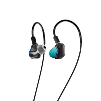 YUME earphones and Hatsune Miku character art with a graphic about the collaboration design and ergonomic form.