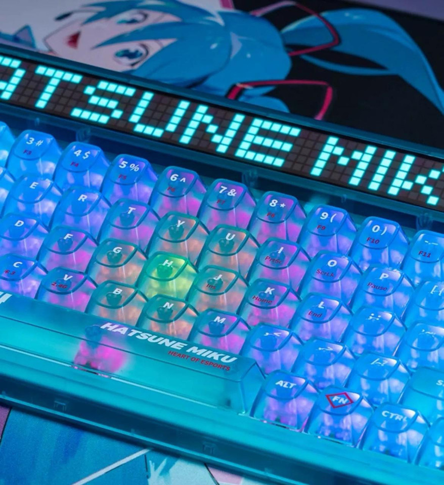 Machenike Moeyu x Machenike x Hatsune Miku Collab Heart of Esports 68 Key RGB  Wireless Mechanical Gaming Keyboard 
